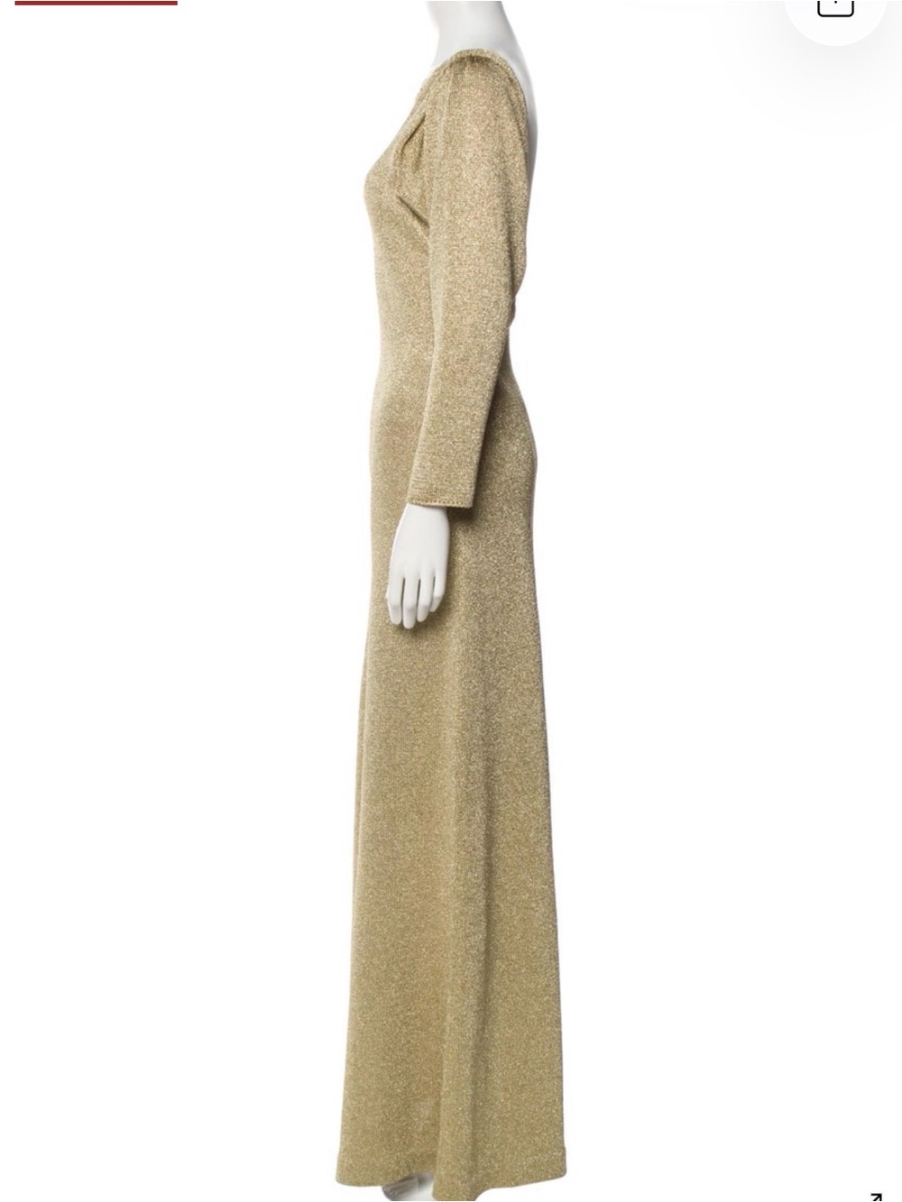 Gucci Gold Metallic Long-Sleeve Maxi Dress